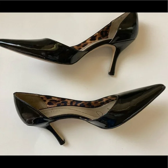Anne Klein heels patent leather black shoe pointed toe black stiletto heels - Picture 3 of 7